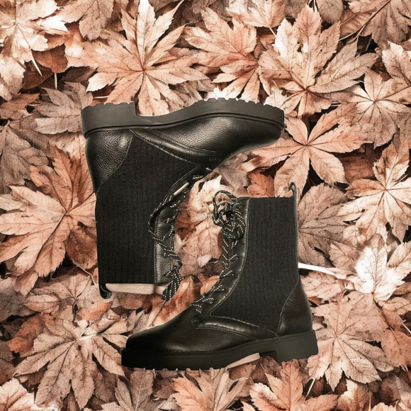 SPLENDID,Scout leather & wool lace up combat Boots 6M Black NWOT - Picture 11 of 13